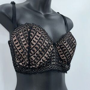 NWT Adore Me Nymphadora Contour Balconette Bra Underwire Black Heart Lace 38D